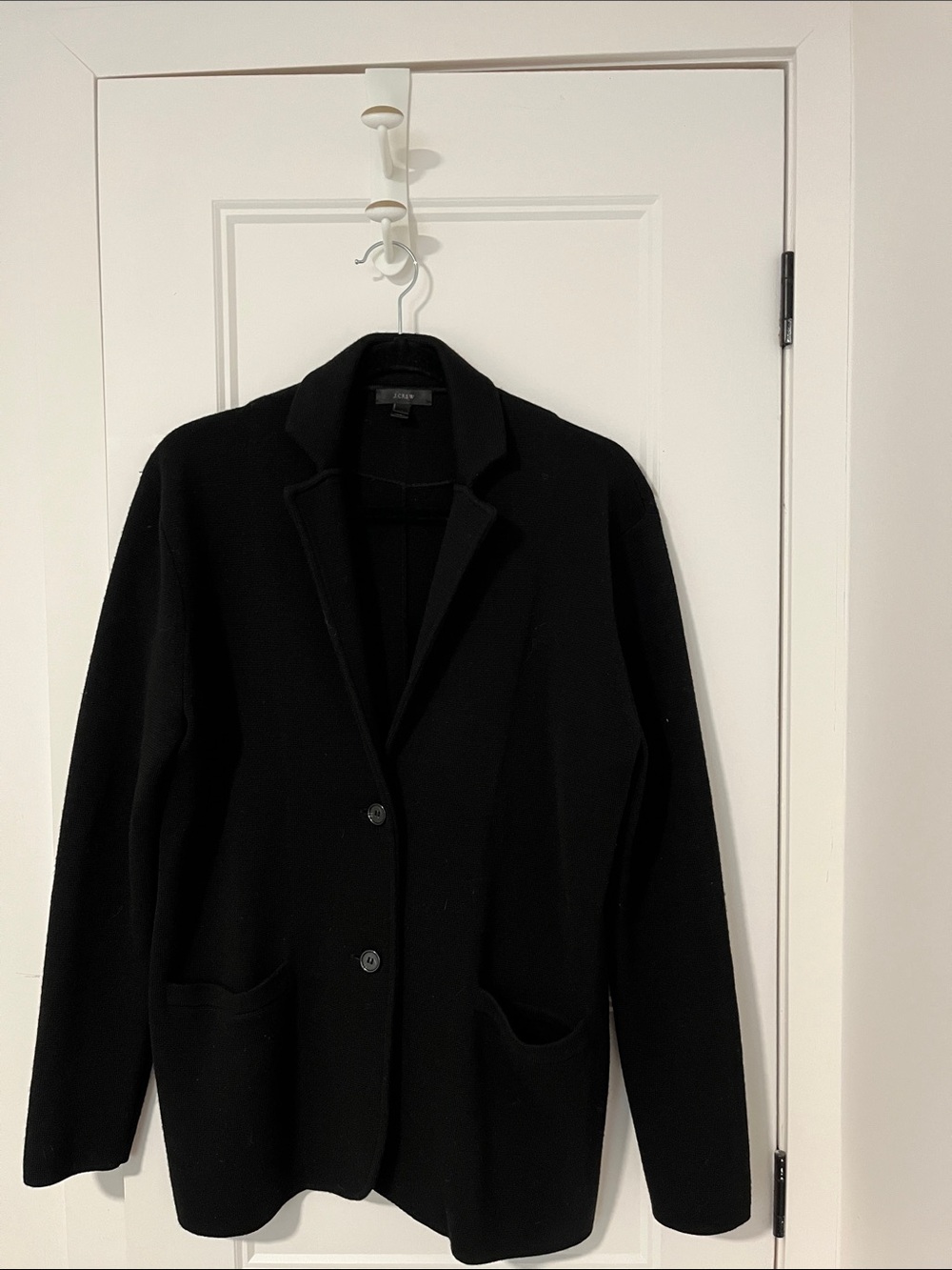 J. Crew Black Knit merino Wool Two-Button Blazer